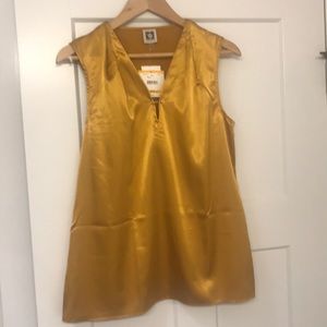 New Beautiful Mustard Gold Satin Top